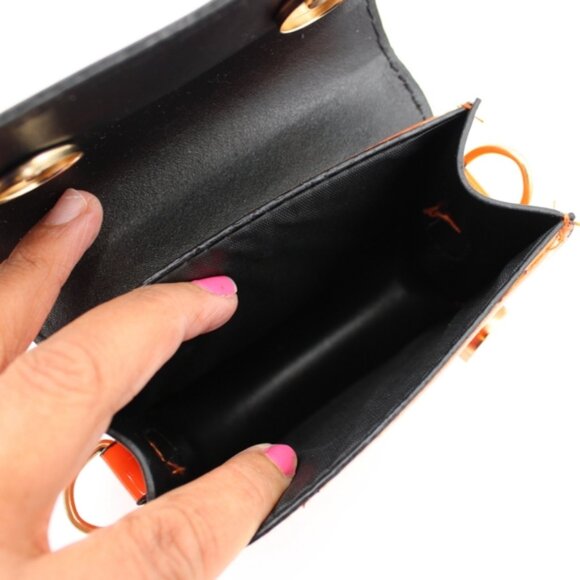 SHEIN Mini Patent Handbag – Orange & Black - Picture 5 of 7